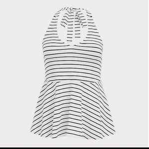 White with black stripes halter peplum